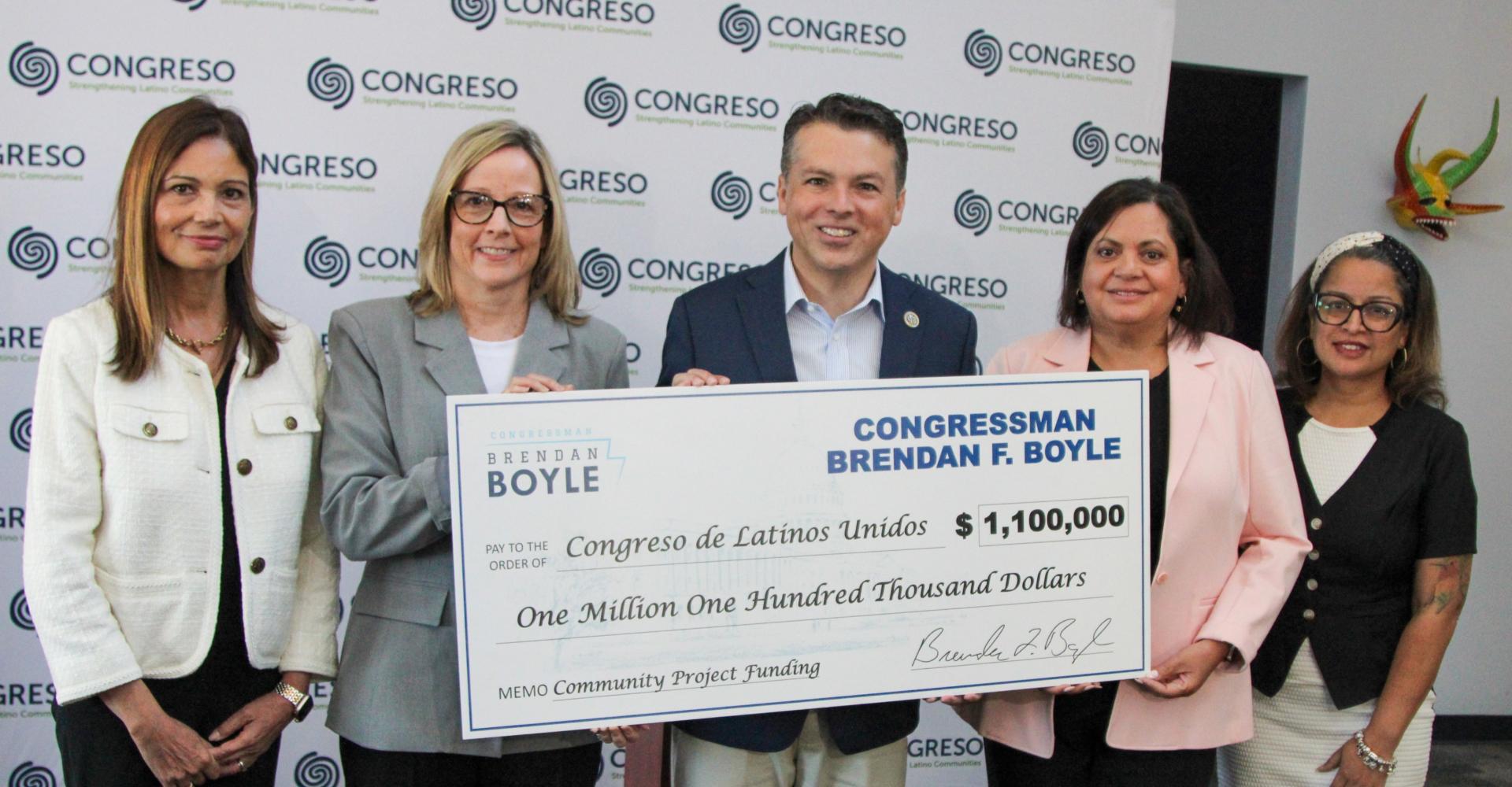 Rep. Boyle Presents Check for Congreso de Latinos Unidos