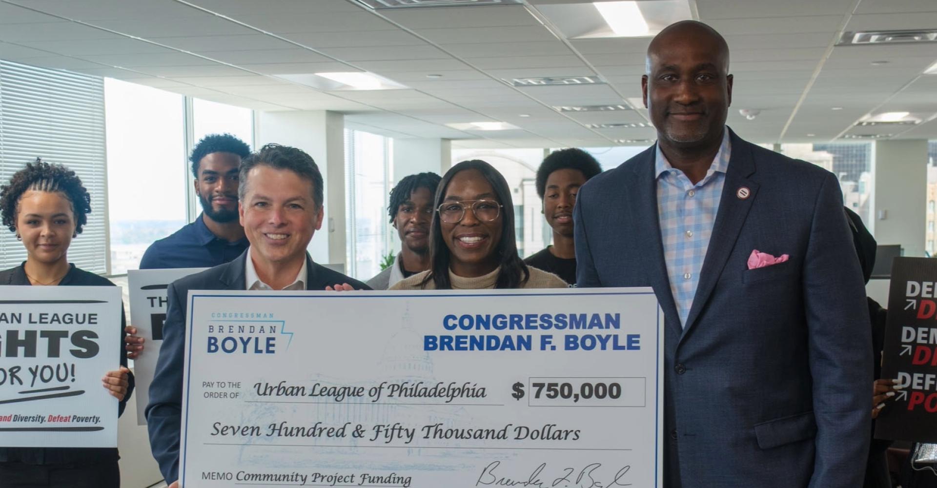 Rep. Boyle Presents Check to Urban League