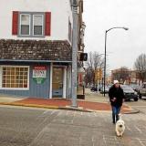 Woman walking a dog